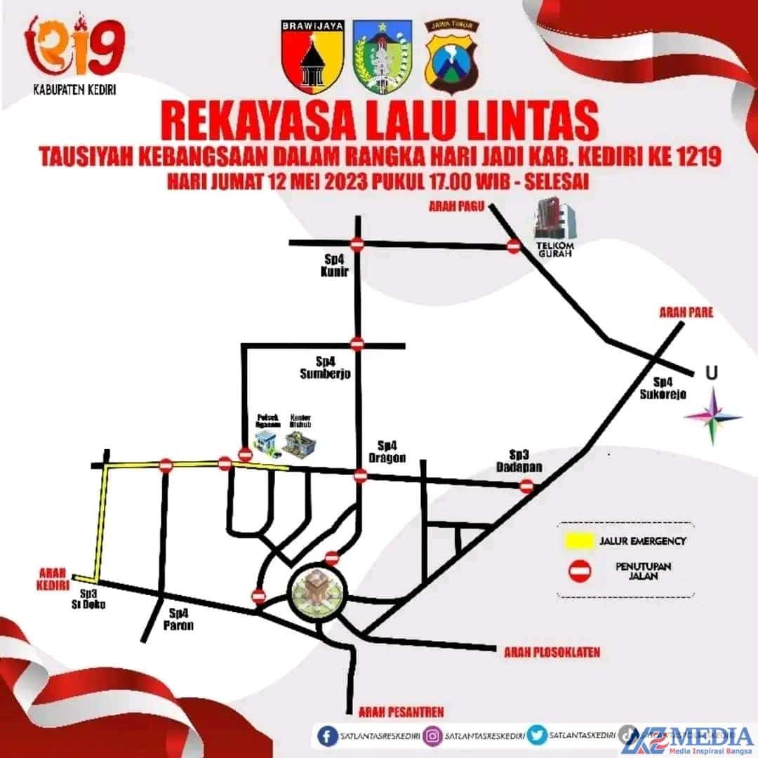 WhatsApp Image 2023 05 12 at 08.54.24 Jelang Hari Jadi Kabupaten Kediri, Ini Skema Pengalihan Arus Lalu Lintas Di Simpang Lima